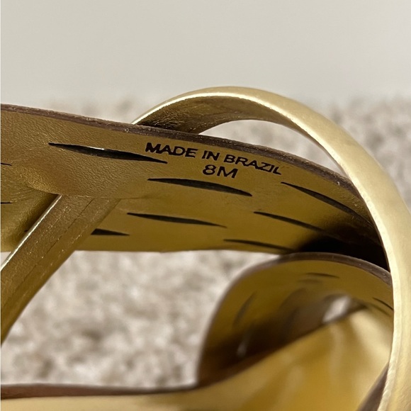 DIANE VON FURSTENBERG DVF Gold Bronze Leather Cork Heel Sandal Pump Size 8 - Picture 7 of 7